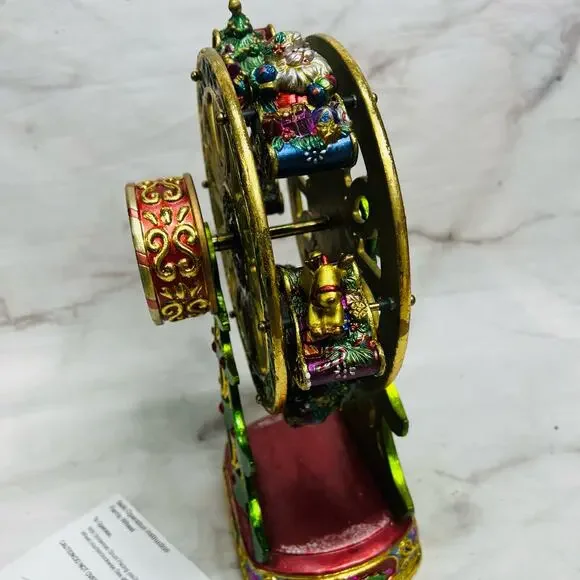 Holiday Home Accents Christmas Ferris Wheel Musical Wind-Up Box Hand Painted